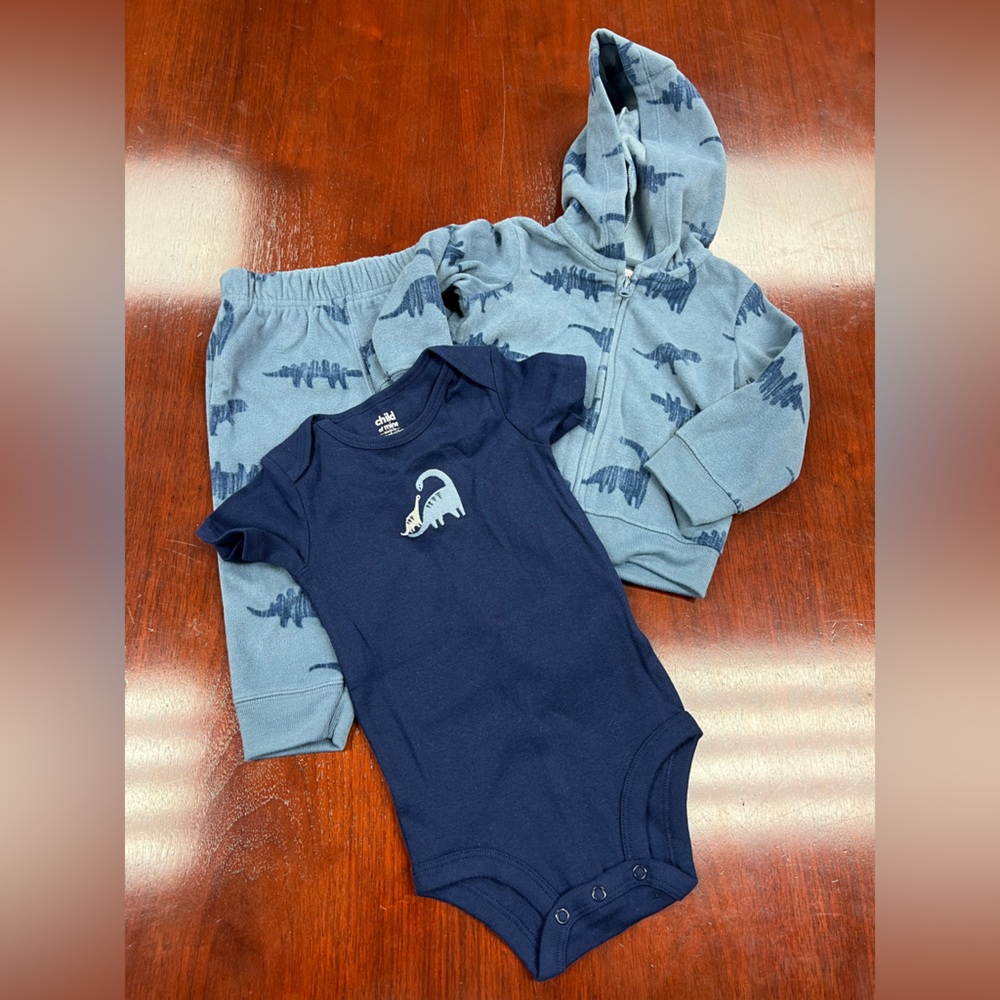 Carters Blue Dinosaur Baby Outfit Set Sz 12 months